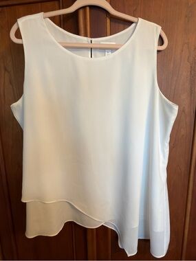 Bisou Bisou White Layered Asymmetrical Camisole